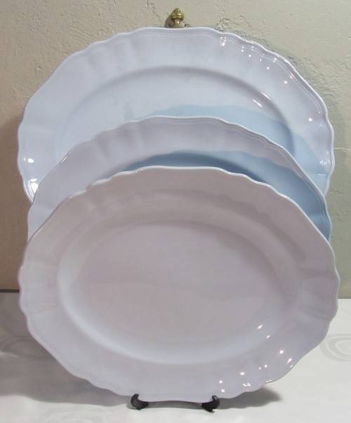 Three Vintage J&G MEAKIN sol Celeste Pastel Blue Large' Medium and Small Serving plate/ Platter Dish
