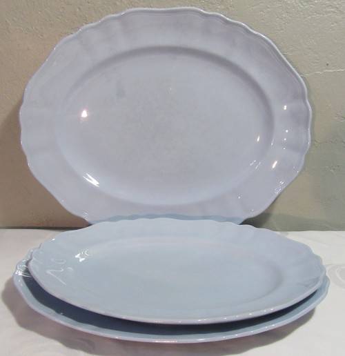 Three Vintage J&G MEAKIN sol Celeste Pastel Blue Large' Medium and Small Serving plate/ Platter Dish