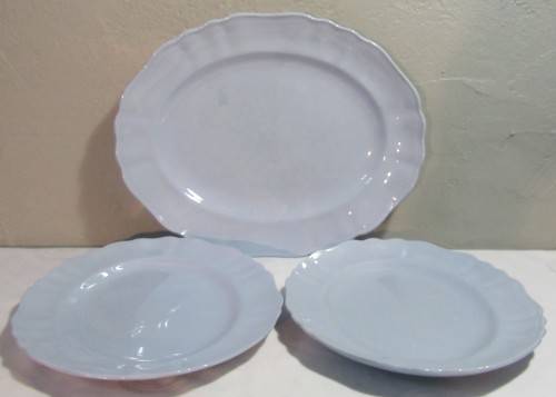 Three Vintage J&G MEAKIN sol Celeste Pastel Blue Large' Medium and Small Serving plate/ Platter Dish