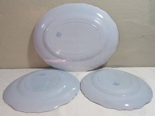 Three Vintage J&G MEAKIN sol Celeste Pastel Blue Large' Medium and Small Serving plate/ Platter Dish