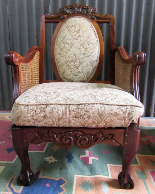 A PAIR OF EXQUISITE HAND CARVED BALL & CLAW OCCASIONAL CHAIRS