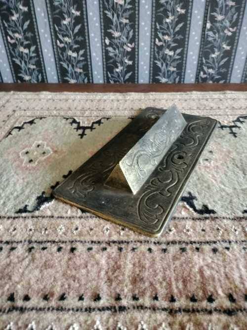 Vintage/antique architectural salvage cast iron ornate Victorian letter/mail slot with spring loaded