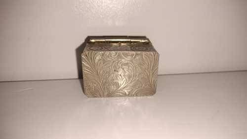 Vintage Micro Floral PILL BOX Made in Italy, Gold Tone, Trinket Box
