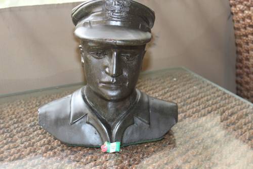 Rhodesian Air Force Pilot Bust Carved out  of Soap Stone