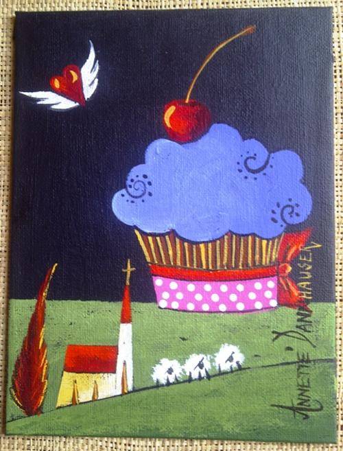 AD1563 Cupcake(heart) by Annette Dannhauser 150mmx200mm on canvas board