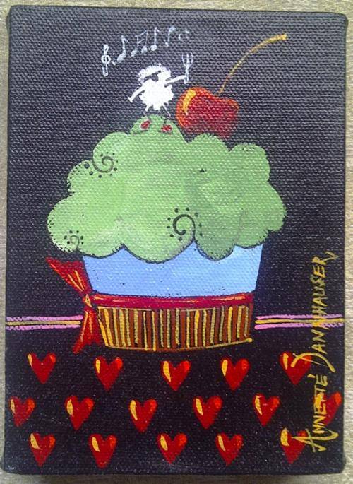 AD1611 Green Cupcake by Annette Dannhauser 130mmx180mm