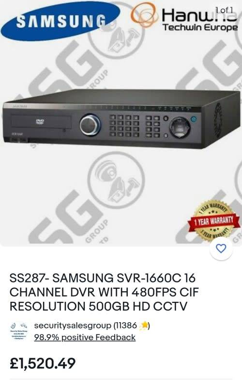 INDUSTRIAL SAMSUNG SVR-1660 DVR, 16 CHANNEL,UP TO 16TB CARRYING CAPACITY