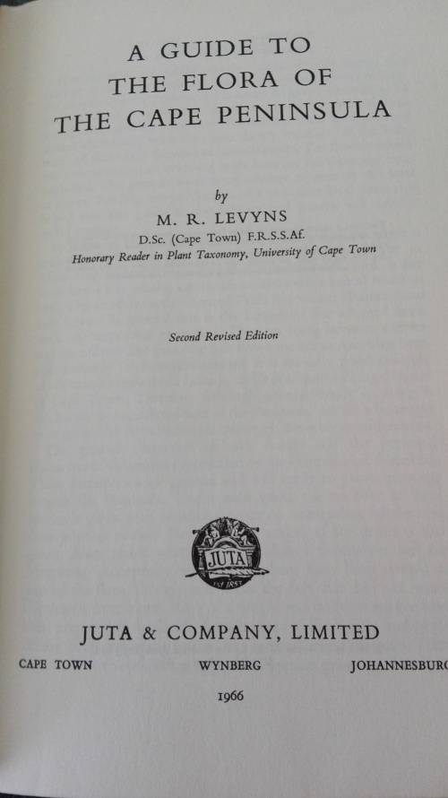 GUIDE TO THE FLORA OF THE CAPE PENINSULA M R LEVYNS