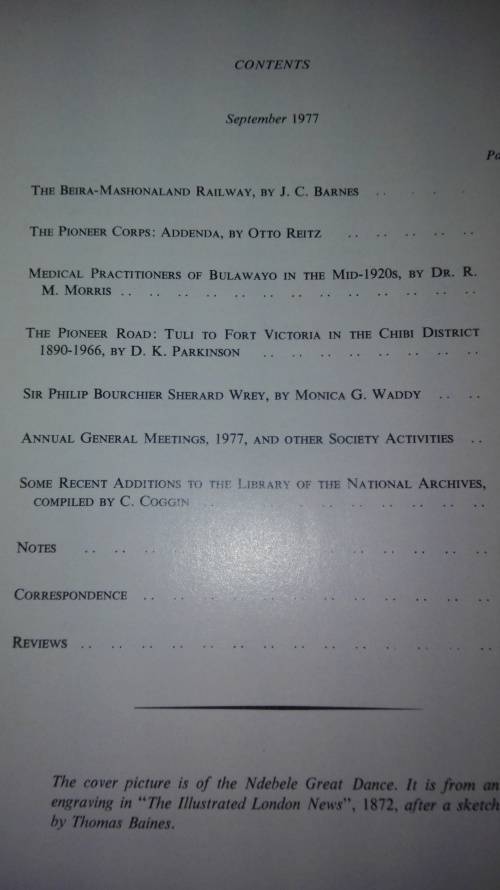 RHODESIANA  Publication 37 September 1977 The Rhodesiana Society Salisbury Rhodesia