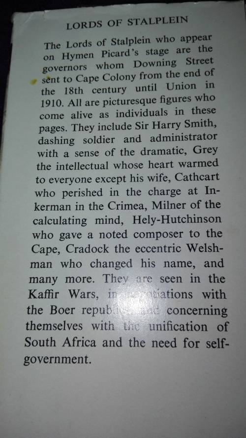 2 Books by H W J PICARD  ; GENTLEMAN'S WALK  plus LORDS OF STALPLEIN