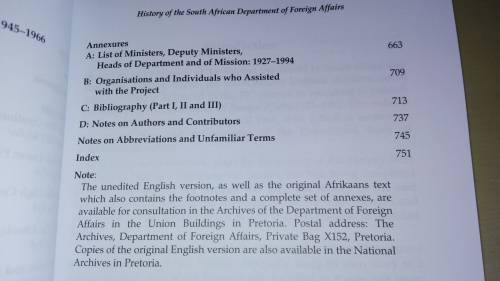 HISTORY OF THE SOUTH AFRICAN DEPARTMENT OF FOREIGN AFFAIRS 1927 - 1993 Edited by Tom Wheeler
