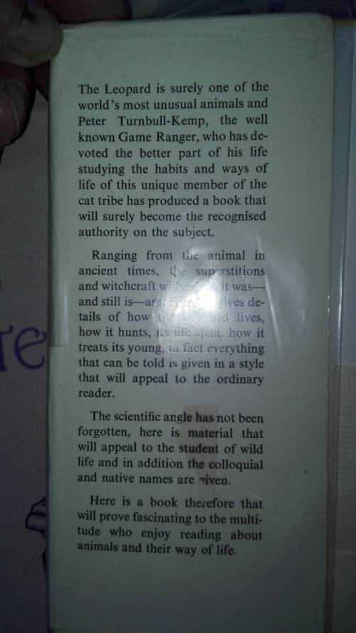 THE LEOPARD PETER TURNBULL- KEMP (NB ; An Ex Library Book )