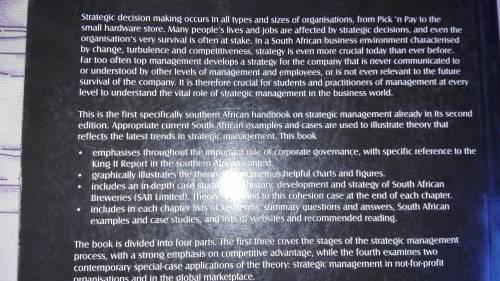 STRATEGIC MANAGEMENT Southern African Concepts and Cases Second Edition TIENIE EHLERS KOBUS LAZENBY