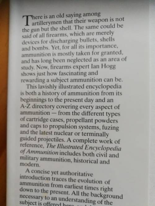 THE ILLUSTRATED ENCYCLOPEDIA OF AMMUNITION IAN V HOGG