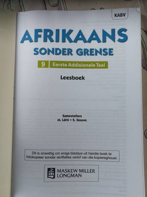 Afrikaans Sonder Grense: Graad 9 en 10: Handboek  ( Eerste Addisionele Taal ) 2 Boeke