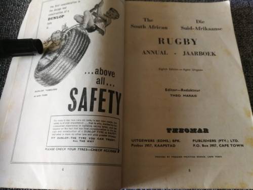 The South African RUGBY ANNUAL JAARBOEK 1957   Editor - Redakteur THEO MARAIS  S A RUGBY