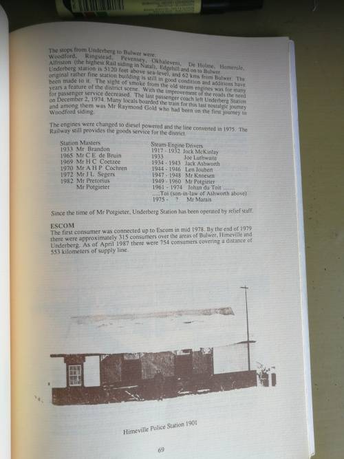 THE FIRST 100 YEARS OF THE UNDERBERG - HIMEVILLE DISTRICT 1887 - 1987  (History  Lower Drakensberg )