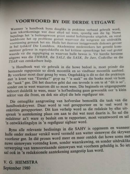 SUID AFRIKAANSE STRAFPROSES DERDE UITGAWE V G HIEMSTRA  wet ( CRIMINAL LAW )