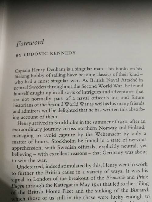 INSIDE THE NAZI RING HENRY DENHAM A Naval Attache in Sweden 1940 -1945 WW2 WWII