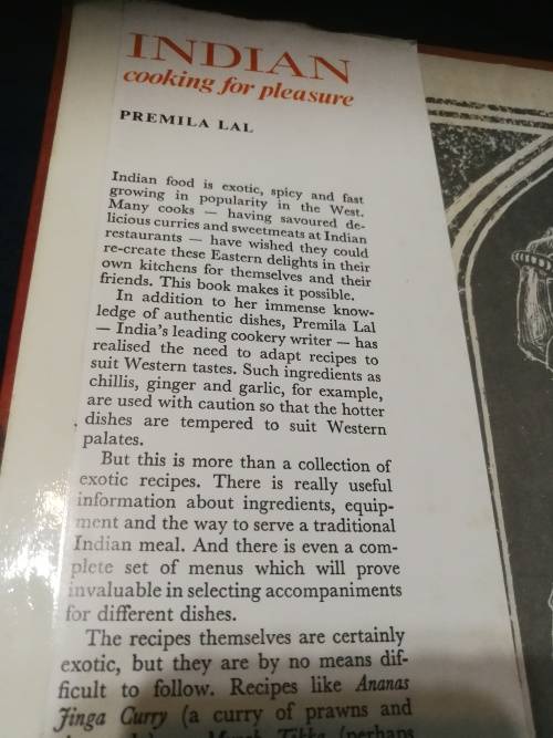 INDIAN COOKING FOR PLEASURE PREMILA LAL  1970