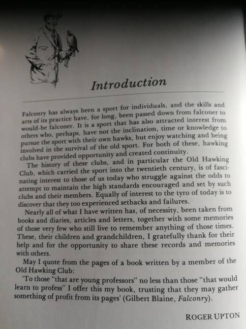 O FOR A FALCONER`S VOICE ROGER UPTON Memories of the Old Hawking Club falconry