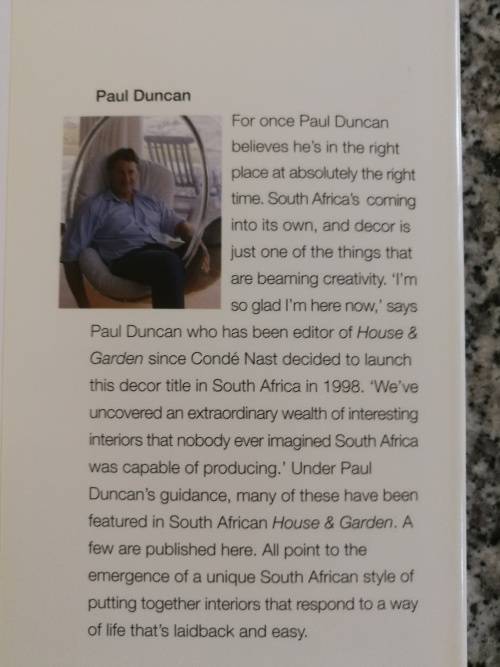 DOWN SOUTH PAUL DUNCAN Homes and Interiors in South Africa     interior decorating