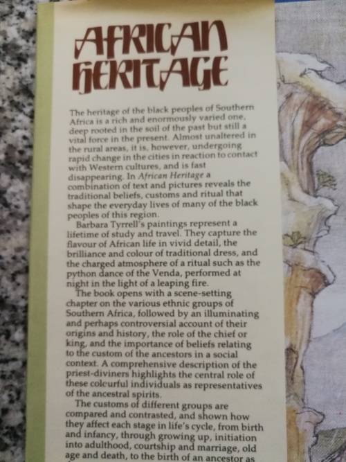 AFRICAN HERITAGE BARBARA TYRRELL PETER JURGENS  ( Black Peoples of Southern Africa )