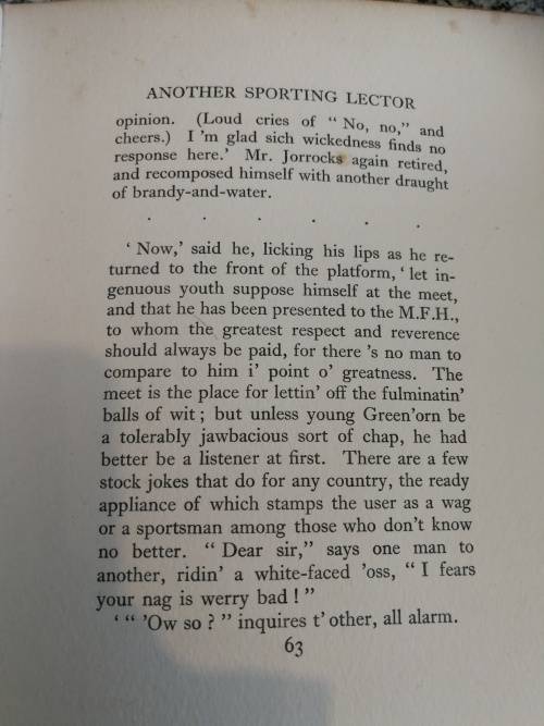 Mr JORROCKS LECTORS  from Robert Surtees` HANDLEY CROSS  with Illustrations by G D ARMOUR 1924