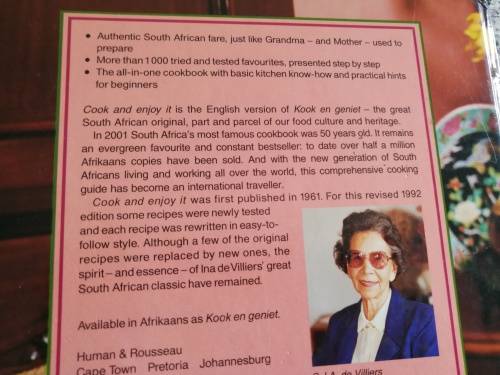 COOK AND ENJOY IT S J A DE VILLIERS Seventh Completely Revised Edition ( South African Cookbook )