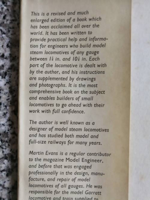 MANUAL OF MODEL STEAM LOCOMOTIVE CONSTRUCTION MARTIN EVANS PERCIVAL MARSHALL  trains  locomotives
