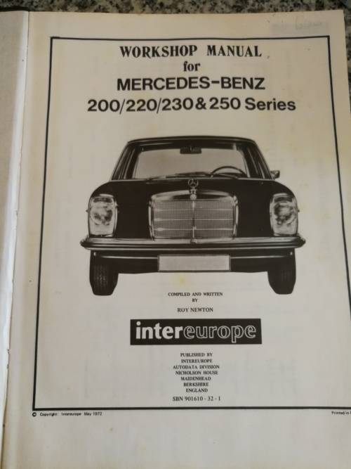 MERCEDES BENZ from 1968 200 220 230 250 - 250 CE INTEREUROPE WORKSHOP MANUAL 154