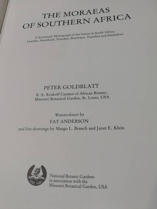THE MORAEAS PETER GOLDBLATT with watercolours by FAY ANDERSON Plants  Flowers
