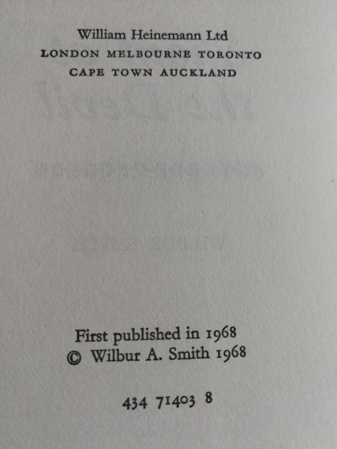 WILBUR SMITH SHOUT AT THE DEVIL  HEINEMAN 1978 First Edition 1968
