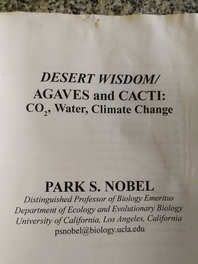 Desert Wisdom Agaves & Cacti Co2 Water Climate Change Park S Nobel