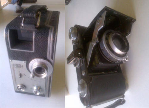 Vintage Zeiss Ikon Movikon K solid state movie camera & Belica foldout camera lot