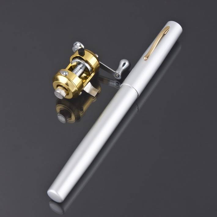 Mini Portable Pocket Pen Shape Aluminum Alloy Fish Fishing Rod Pole + Reel Local Stock!!!