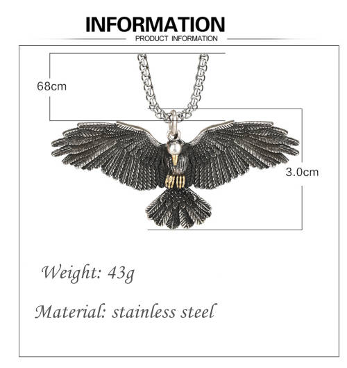 HIGH QUALITY EAGLE PENDANT AND CHAIN - STAINLESS STEEL (DON`T FADE)