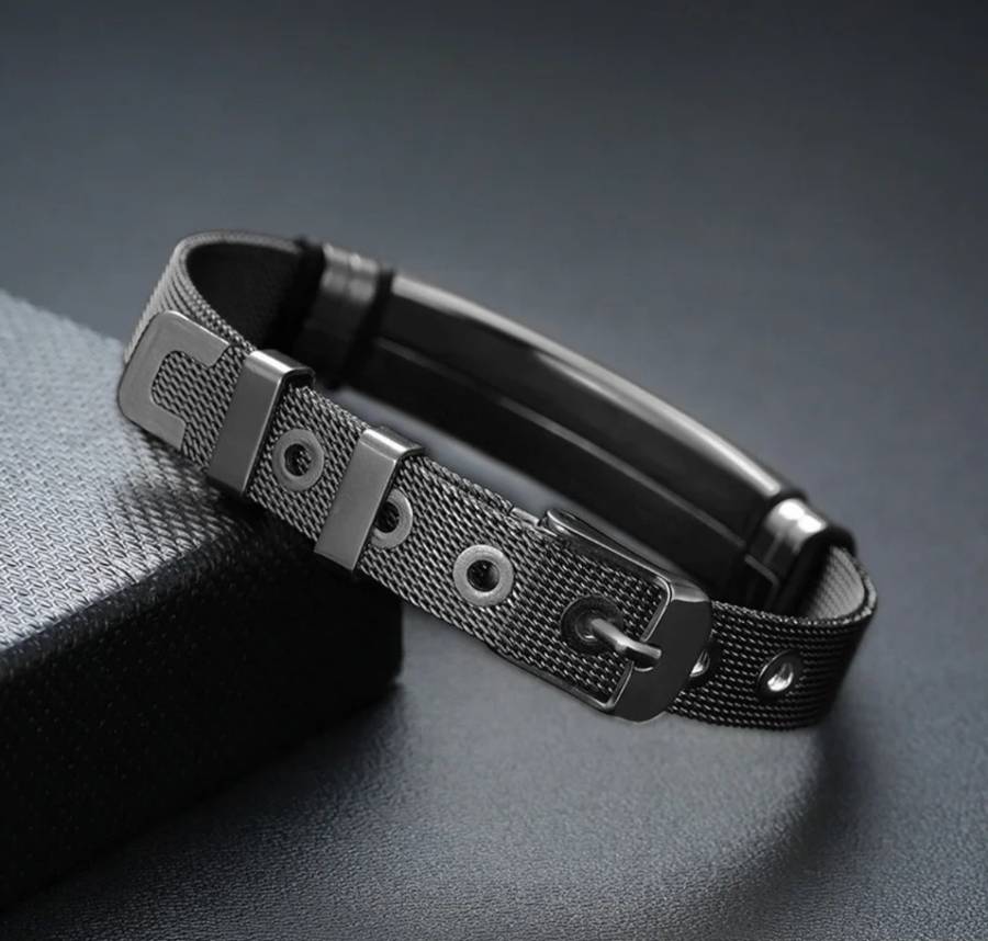 Black Medic Alert Bracelet - Stainless Steel (