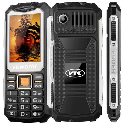 V3S Rugged Phone - 2200mAh Removable Battery, Dual-IMEI, Flashlight, Keypad (Black)