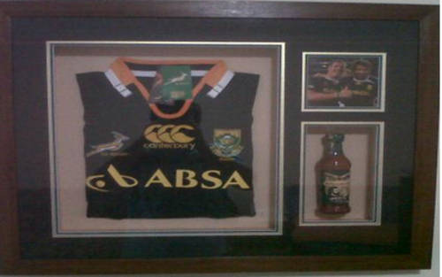 Framed Springbok Jersey Signed by Bakkies Bota and Victor Matfield LTD Edition-