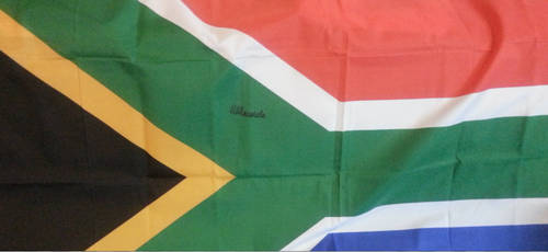 NELSON MANDELA SIGNED SOUTH AFRICAN FLAG WITH COA
