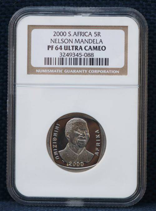 VERY RARE - 2000 MANDELA SMILEY R5 NGC GRADED***PF64*** ULTRA CAMEO