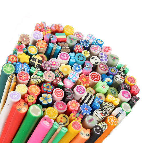 100PCS 3D DIY Nail Art Fimo Canes Rods Sticker Tips Decoration Blade