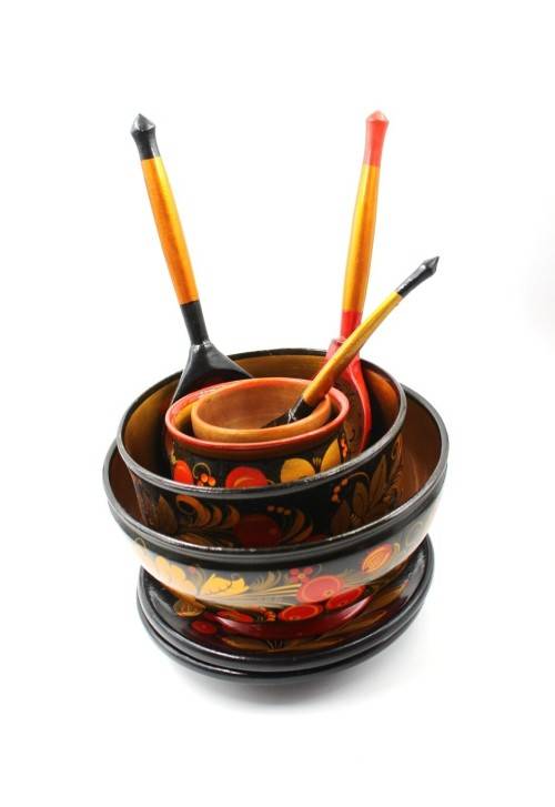 Collection of Soviet Russian KHOKHLOMA Dishes and Serving Ware