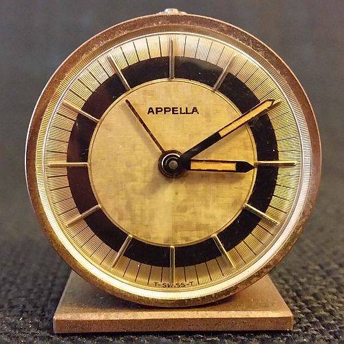 APPELLA Miniature Travel Alarm Clock - Vintage Swiss Made 7-Jewels - Working Order