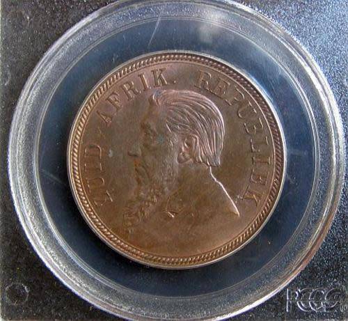 1892 One Penny - Paul Kruger ZAR :  (First Year of Issue) - MS64 Red/Brown