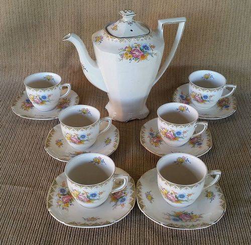 Art Deco Royal Ivory Ware Coffee/Tea Set Circa 1900's - John Maddock & Sons