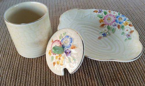 Vintage Crown Devon China Jam / Butter Dish and Jam or Preserve Jar with Lid