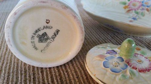 Vintage Crown Devon China Jam / Butter Dish and Jam or Preserve Jar with Lid