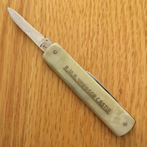 RMS Windsor Castle - Pocket Knife - E Blyde & Co Sheffield England - Faux Mother of Pearl